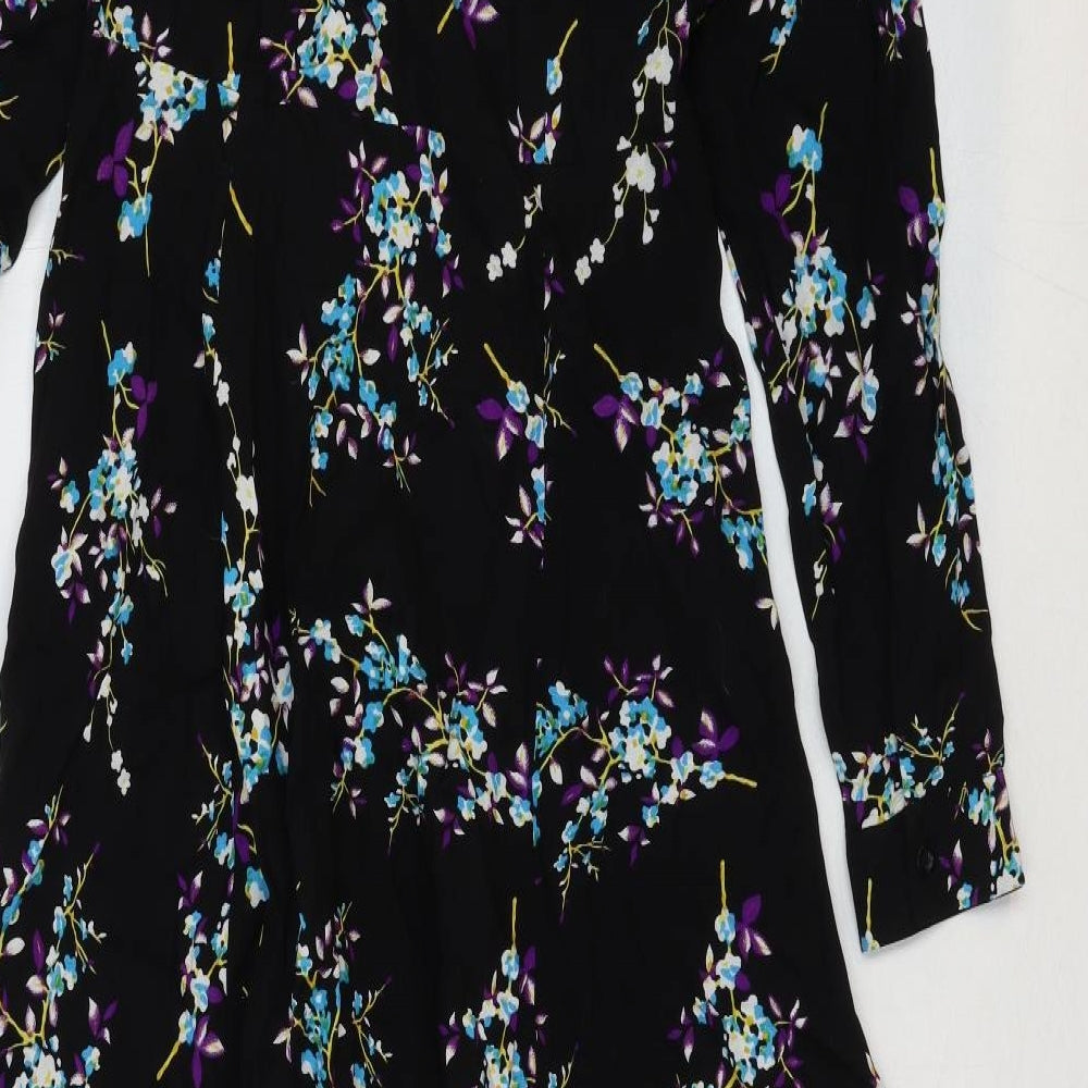 Refka Womens Multicoloured Floral Cotton Shirt Dress Size 38 Collared Button