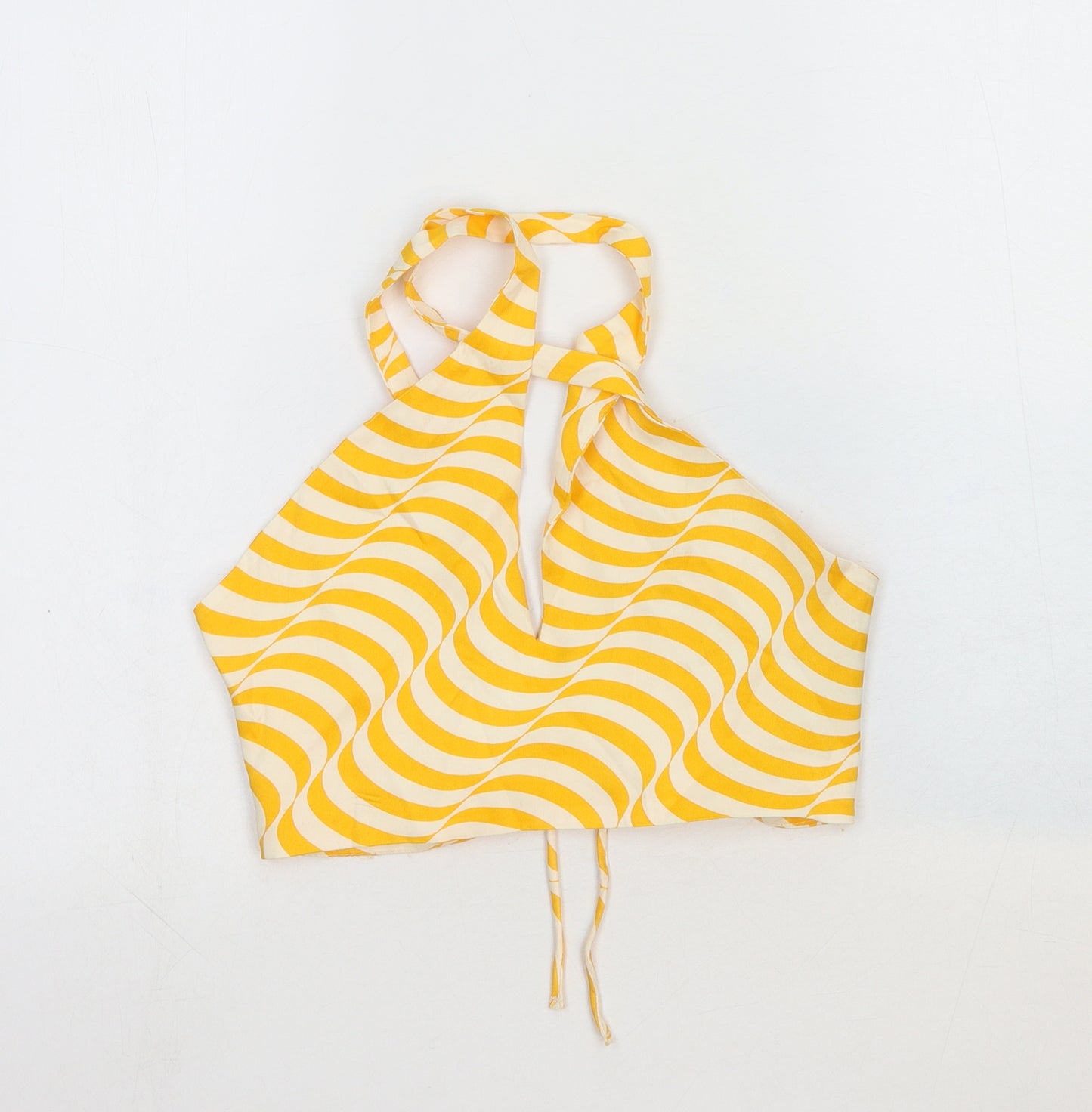 Zara Womens Orange Geometric Viscose Cropped Tank Size S Halter