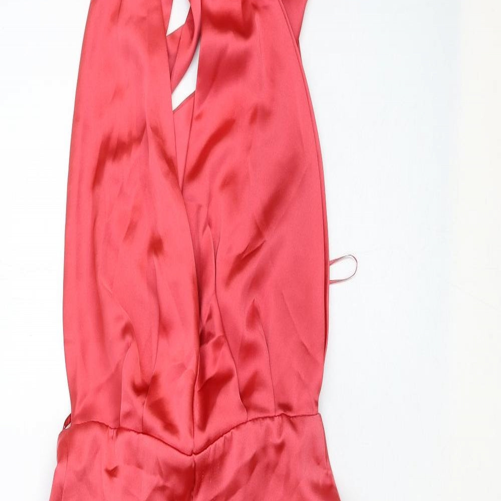 Zara Womens Pink Silk Jumpsuit One-Piece Size XS Zip