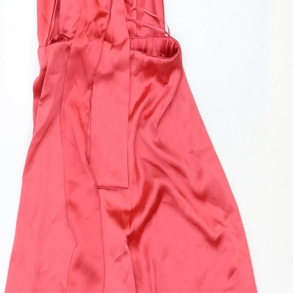 Zara Womens Pink Silk Jumpsuit One-Piece Size XS Zip
