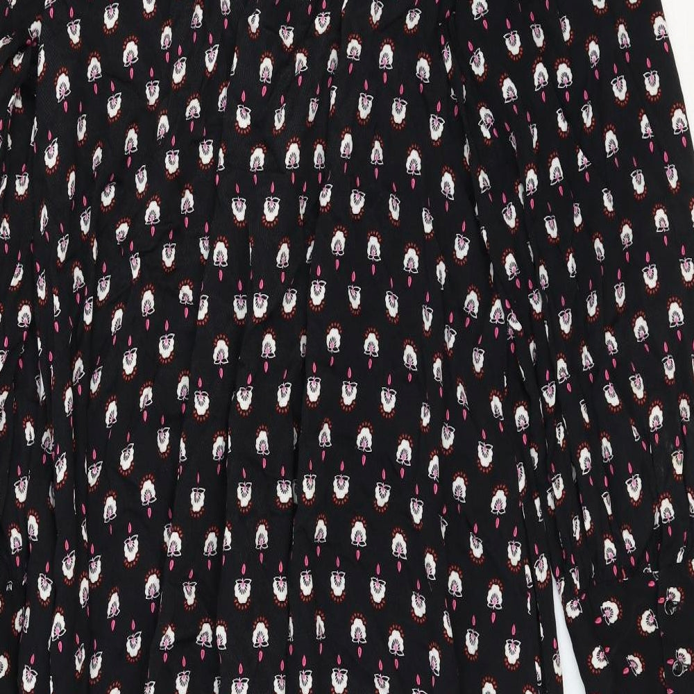 Per Una Womens Black Geometric Viscose A-Line Size 12 Collared Button