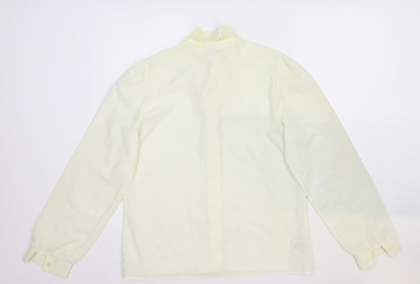 St Michael Womens White Viscose Basic Button-Up Size 12 Round Neck