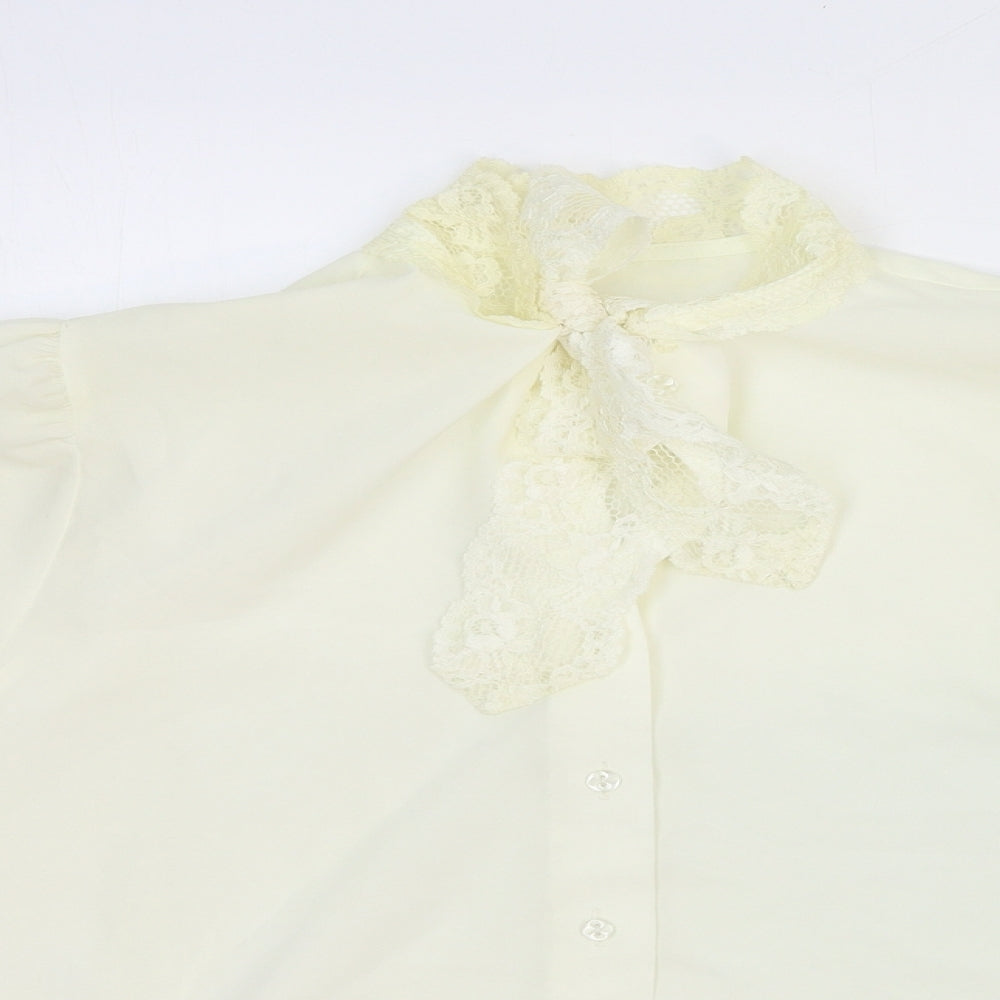 St Michael Womens White Viscose Basic Button-Up Size 12 Round Neck