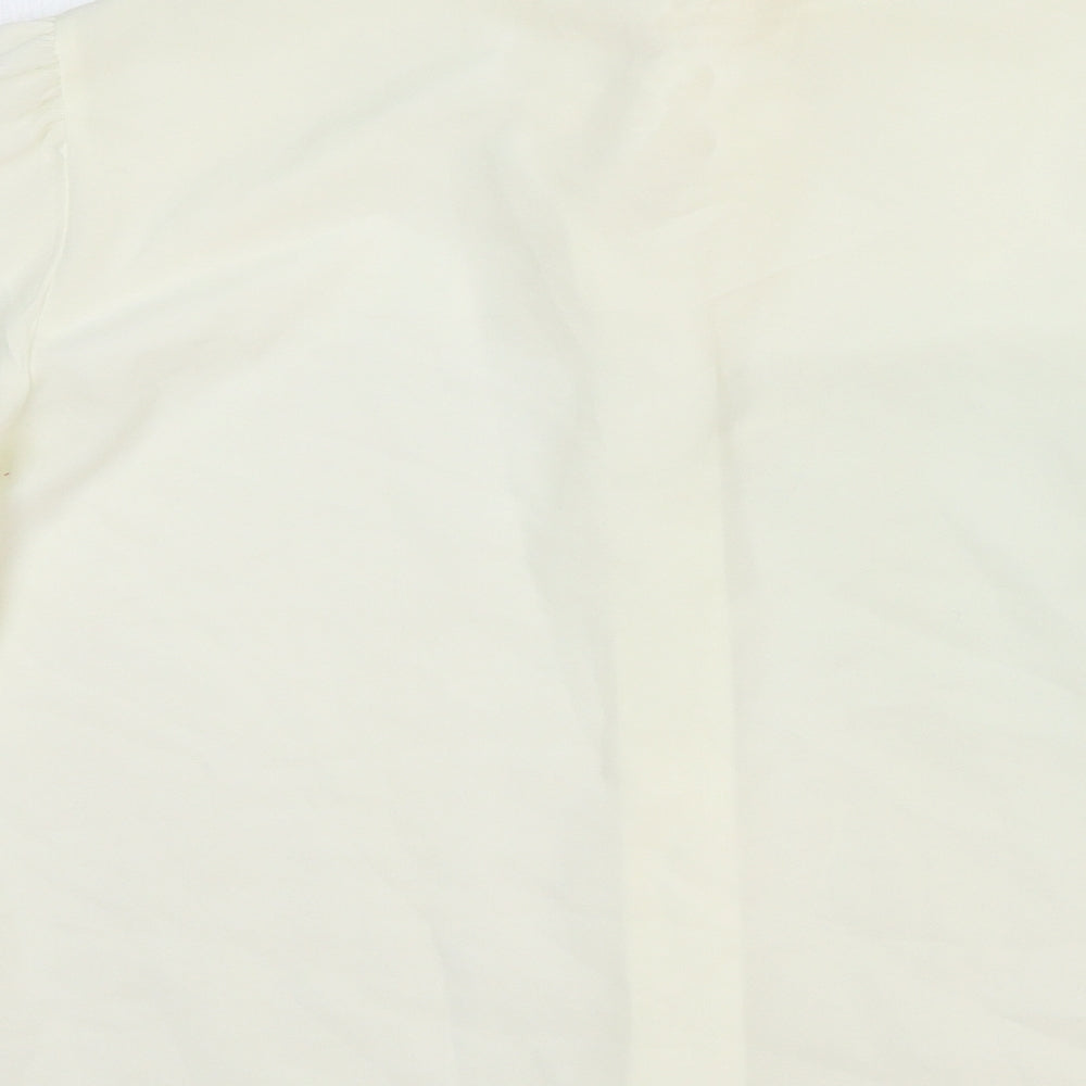 St Michael Womens White Viscose Basic Button-Up Size 12 Round Neck