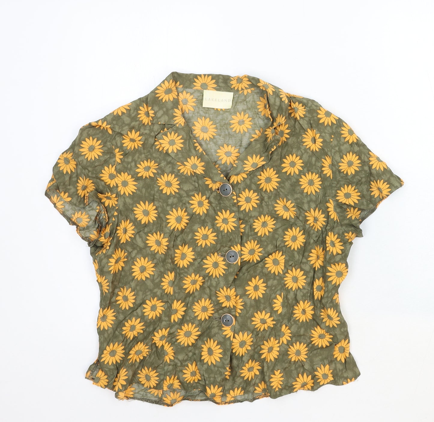 Lakeland Womens Multicoloured Floral Viscose Basic Button-Up Size 12 Collared - Sunflower