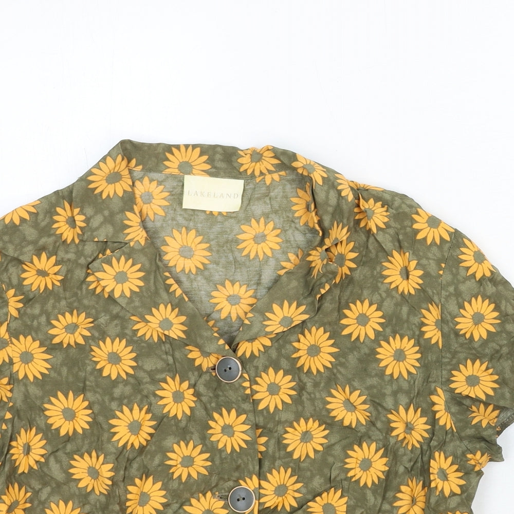 Lakeland Womens Multicoloured Floral Viscose Basic Button-Up Size 12 Collared - Sunflower