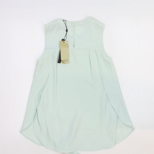 Coast Womens Blue Viscose Basic Tank Size 6 Round Neck