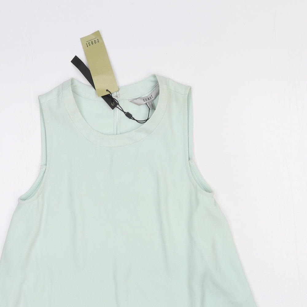 Coast Womens Blue Viscose Basic Tank Size 6 Round Neck