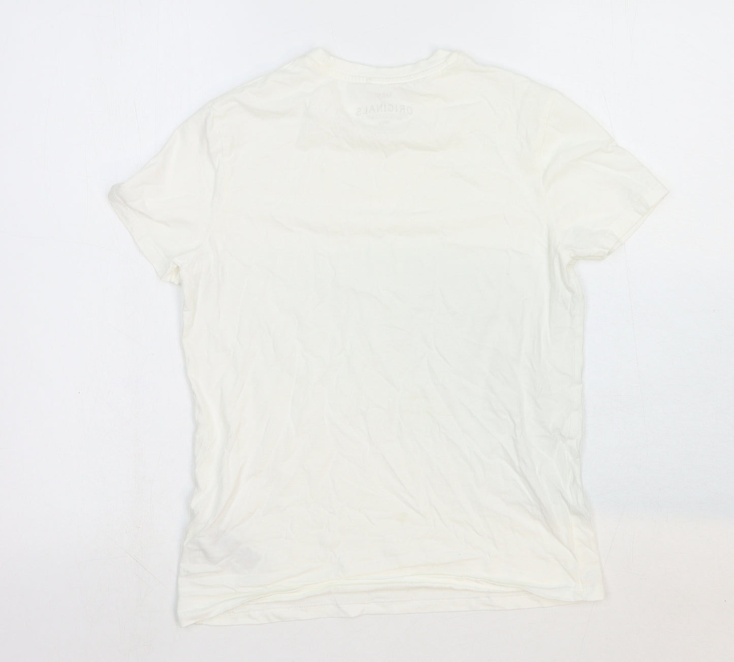 Marks and Spencer Boys White Cotton Basic T-Shirt Size 12-13 Years Round Neck Pullover