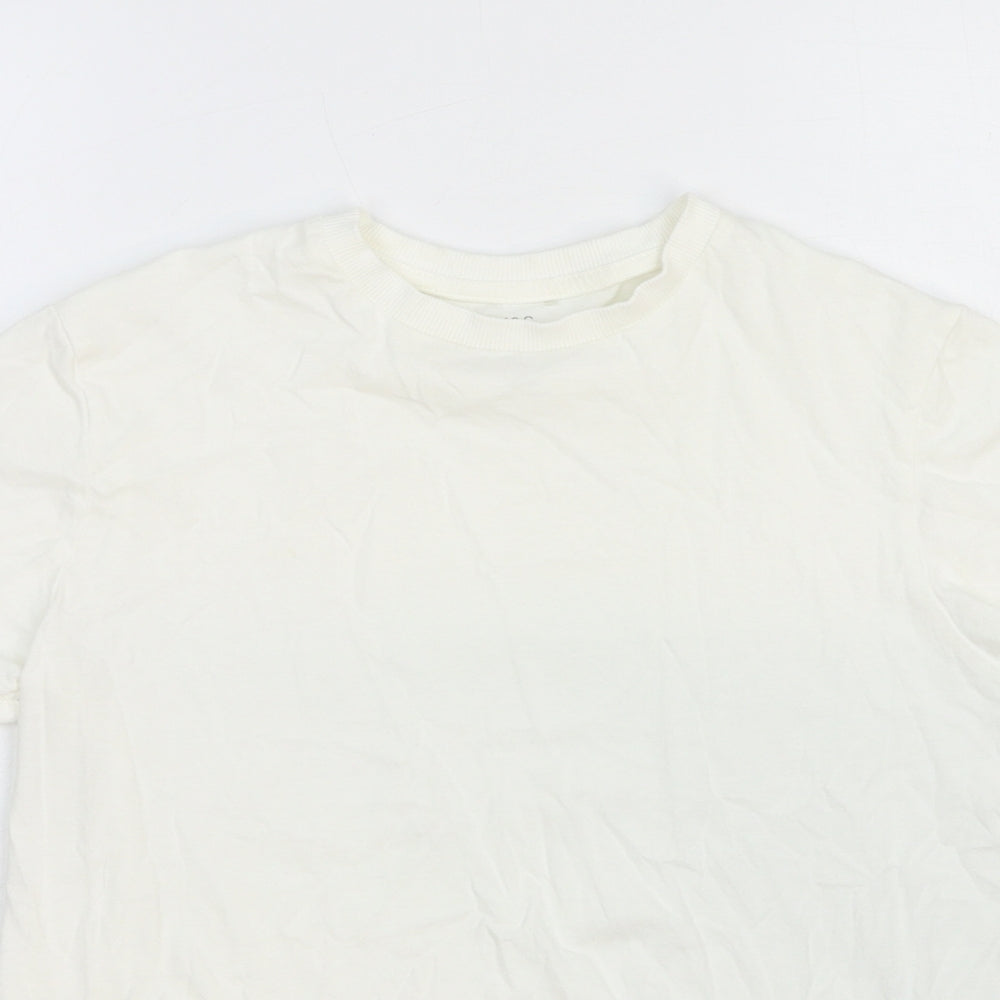 Marks and Spencer Boys White Cotton Basic T-Shirt Size 12-13 Years Round Neck Pullover