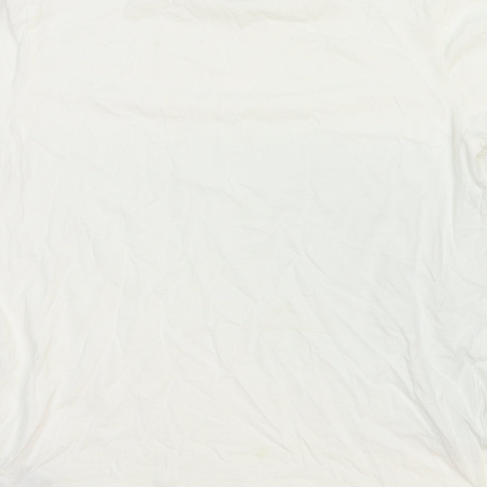 Marks and Spencer Boys White Cotton Basic T-Shirt Size 12-13 Years Round Neck Pullover