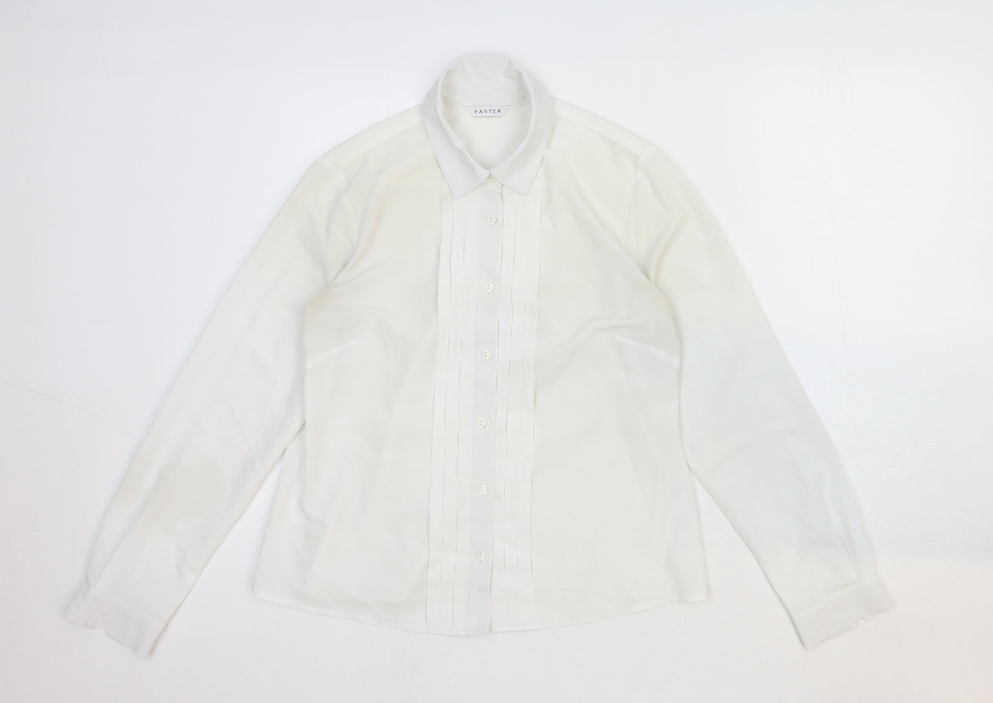 Eastex Womens White Cotton Basic Button-Up Size M Collared
