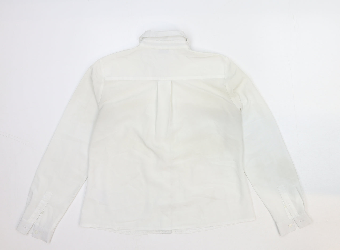Eastex Womens White Cotton Basic Button-Up Size M Collared
