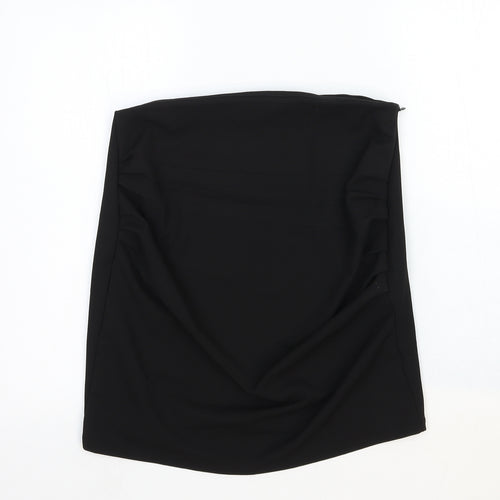 Zara Womens Black Viscose Straight & Pencil Skirt Size L Zip