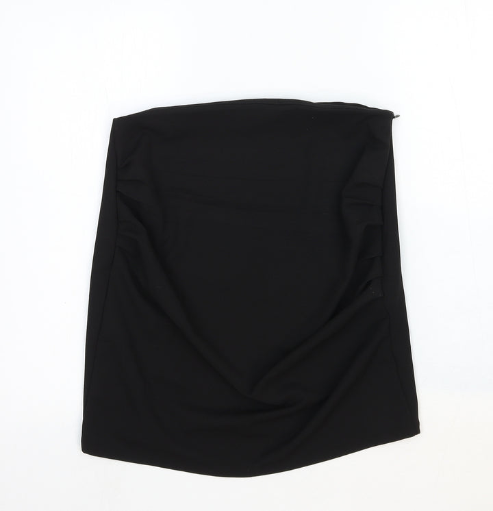 Zara Womens Black Viscose Straight & Pencil Skirt Size L Zip
