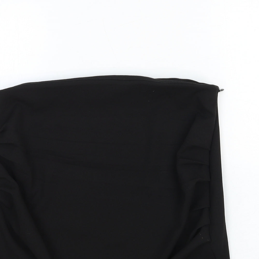 Zara Womens Black Viscose Straight & Pencil Skirt Size L Zip