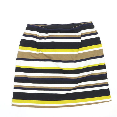 Marks and Spencer Womens Multicoloured Striped Cotton Straight & Pencil Skirt Size 10
