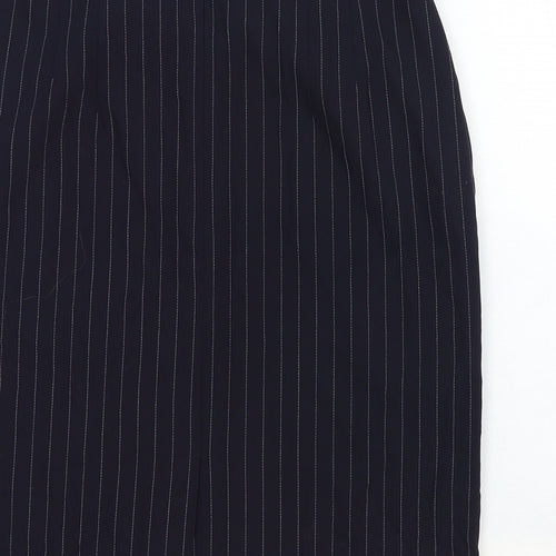 Marks and Spencer Womens Blue Striped Cotton Straight & Pencil Skirt Size 12 Zip
