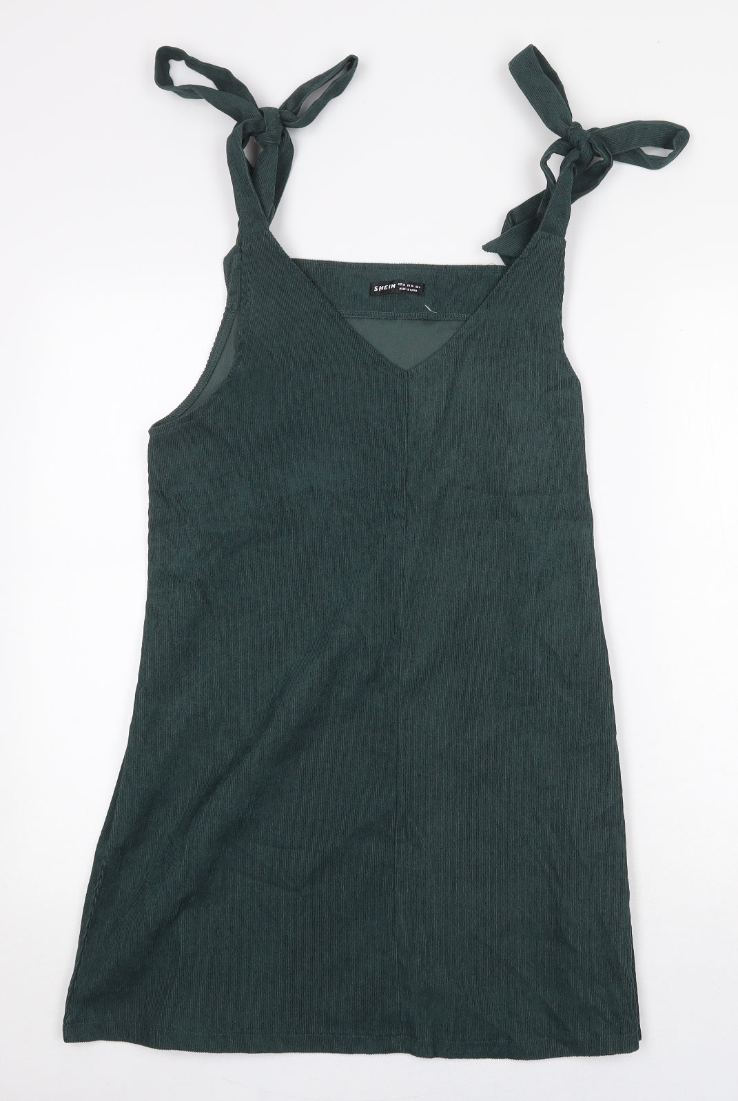 SheIn Womens Green Polyester Mini Size M V-Neck Tie - Tie Shoulder Detail