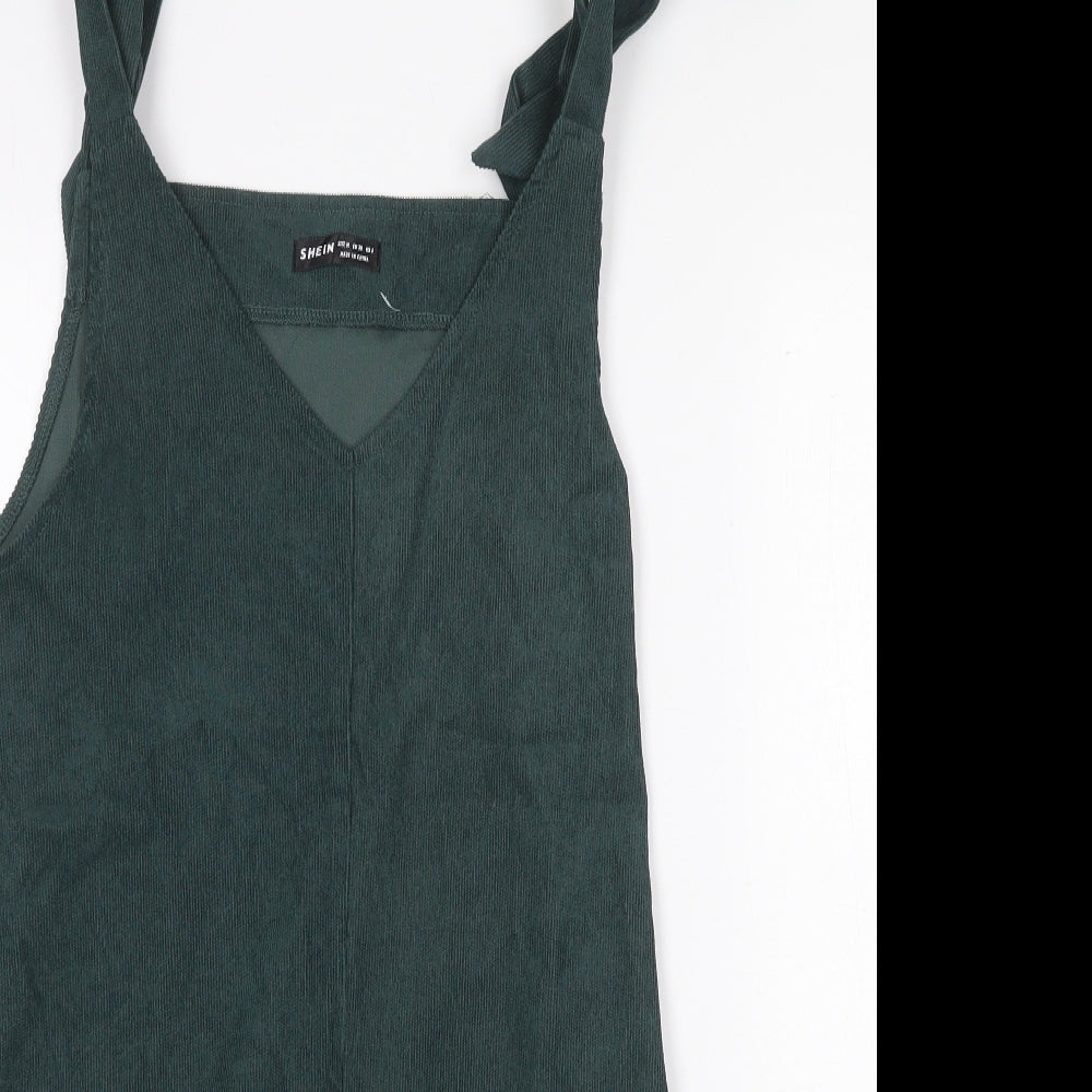 SheIn Womens Green Polyester Mini Size M V-Neck Tie - Tie Shoulder Detail