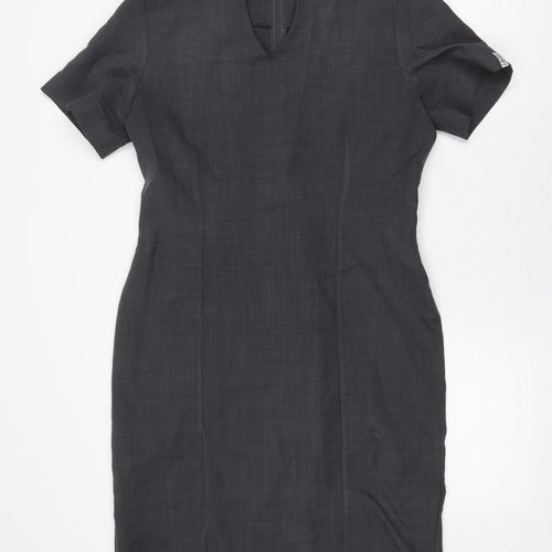 Florenceroby Womens Grey Polyester Pencil Dress Size 10 V-Neck Zip