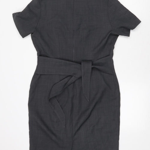 Florenceroby Womens Grey Polyester Pencil Dress Size 10 V-Neck Zip