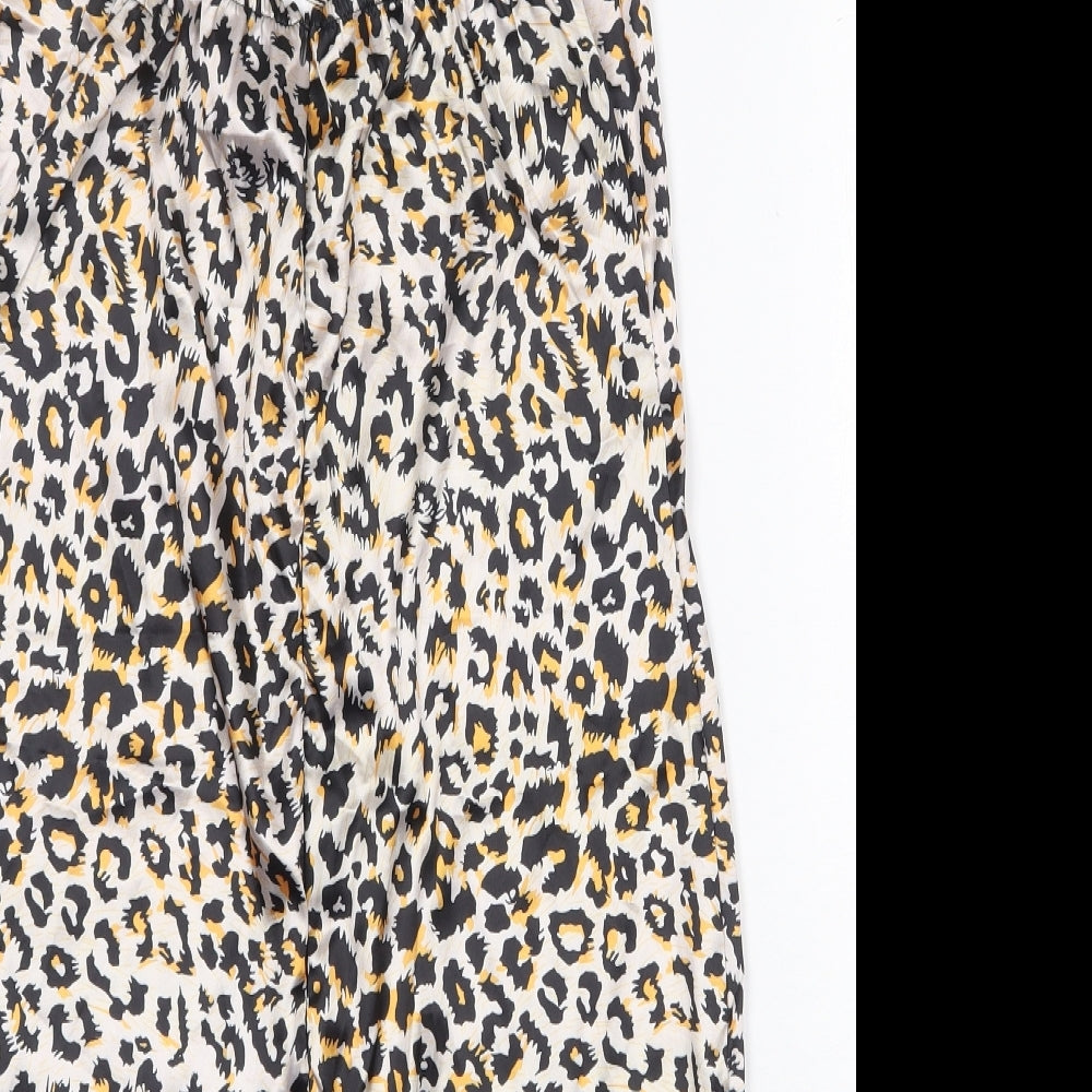 Preworn Womens Multicoloured Animal Print Polyester Slip Dress Size M V-Neck Zip - Lace Trim