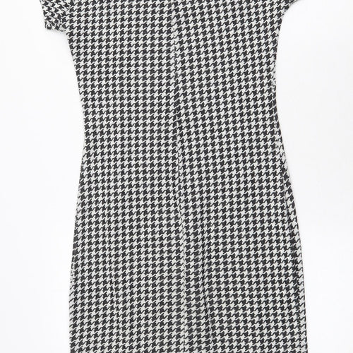 AMARANTO Womens White Geometric Acrylic Pencil Dress Size 10 Square Neck Pullover