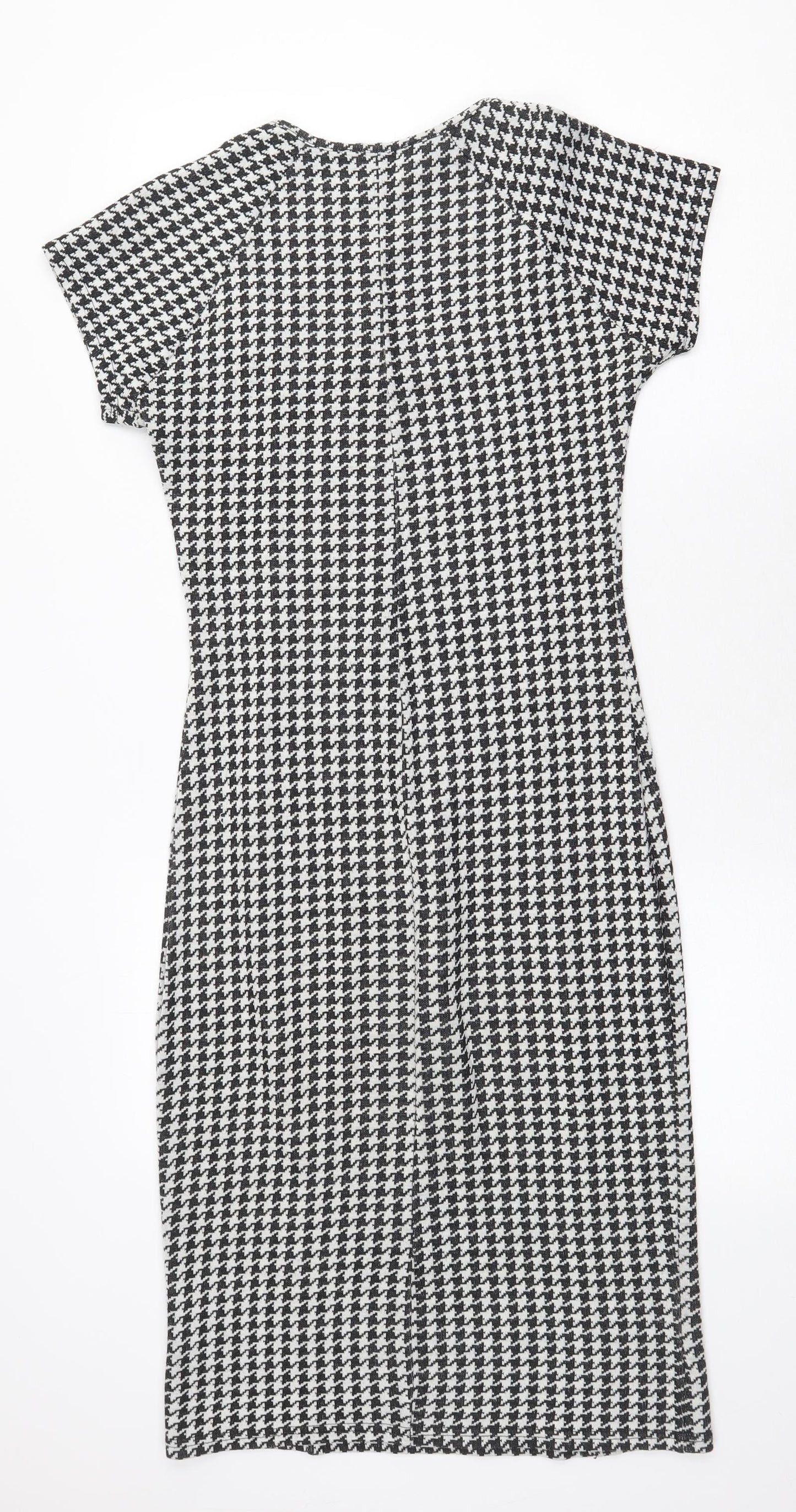 AMARANTO Womens White Geometric Acrylic Pencil Dress Size 10 Square Neck Pullover