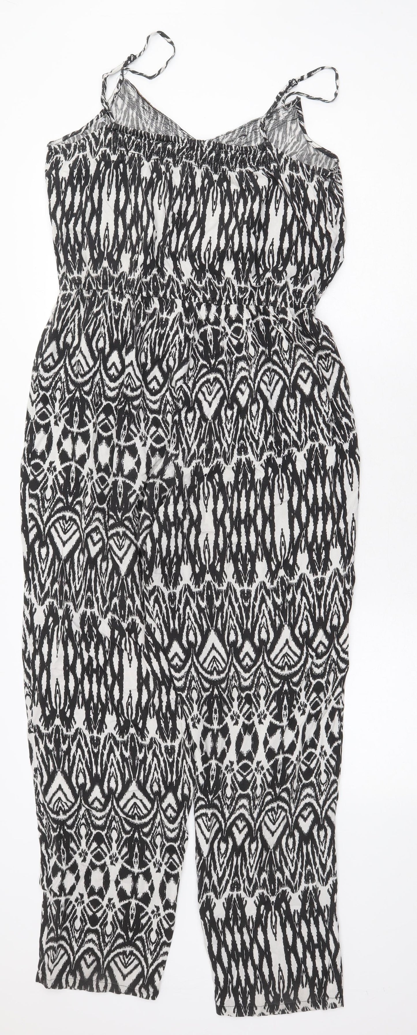 George Womens Black Geometric Viscose Jumpsuit One-Piece Size 12 Pullover