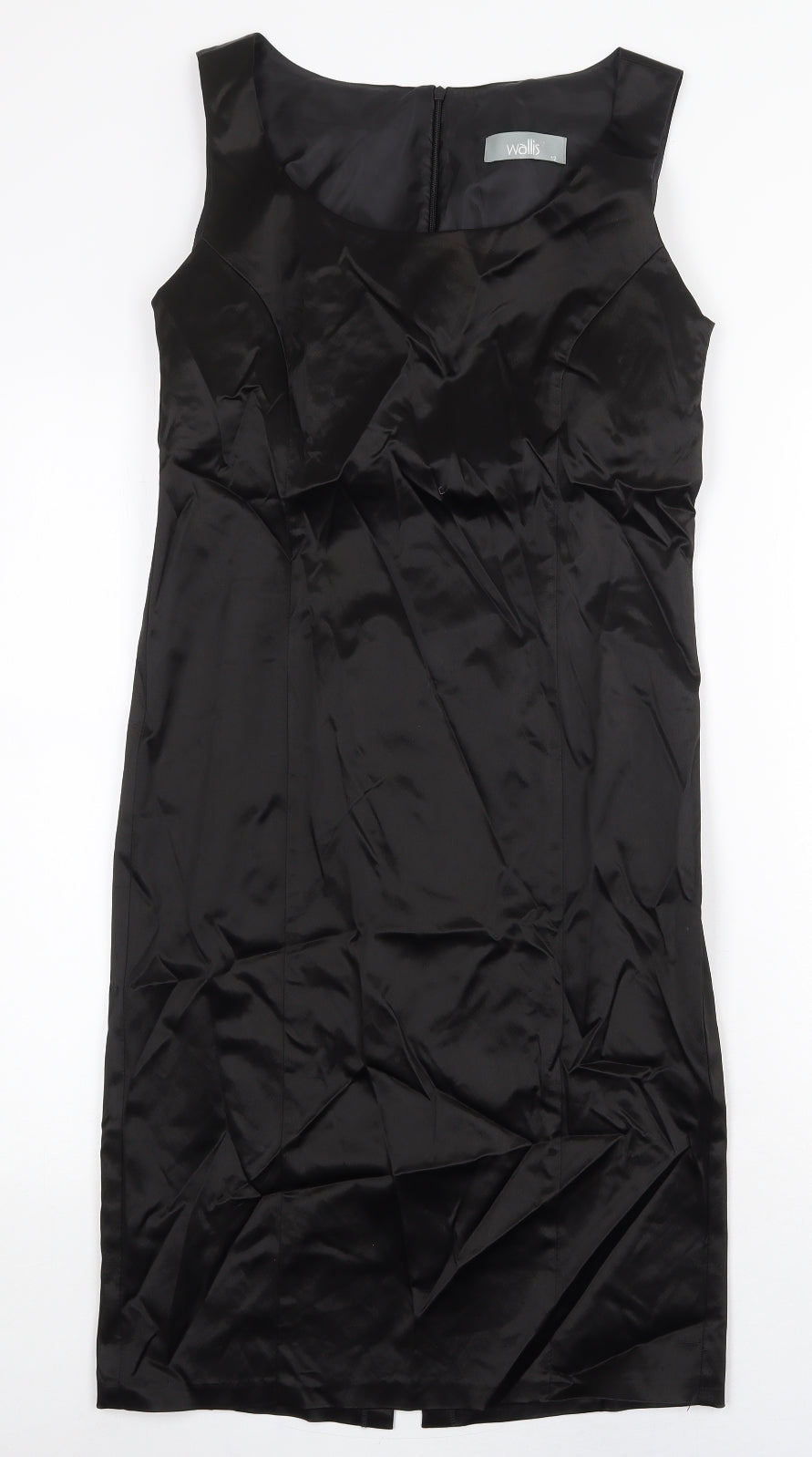 Wallis Womens Black Polyester Shift Size 12 Boat Neck Zip