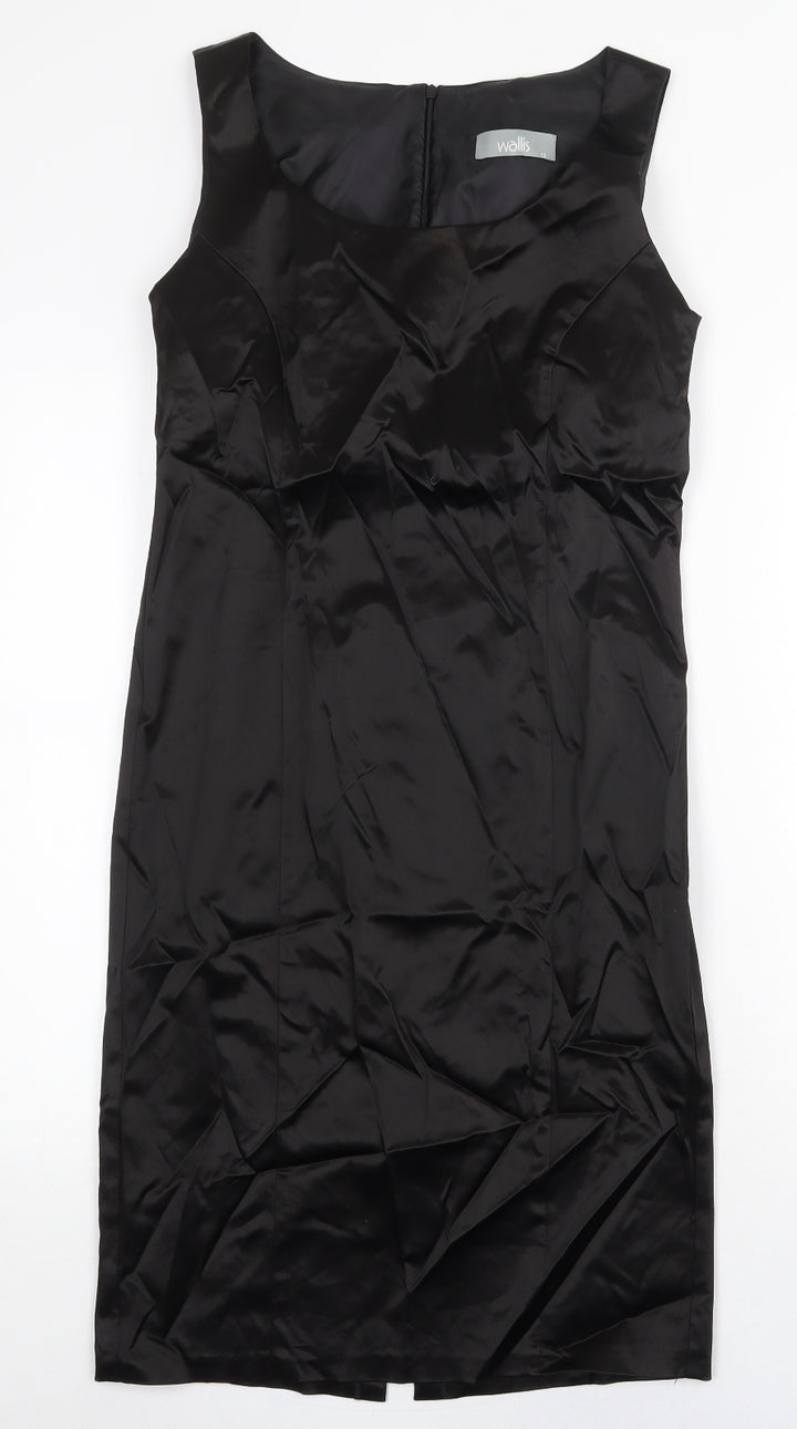 Wallis Womens Black Polyester Shift Size 12 Boat Neck Zip