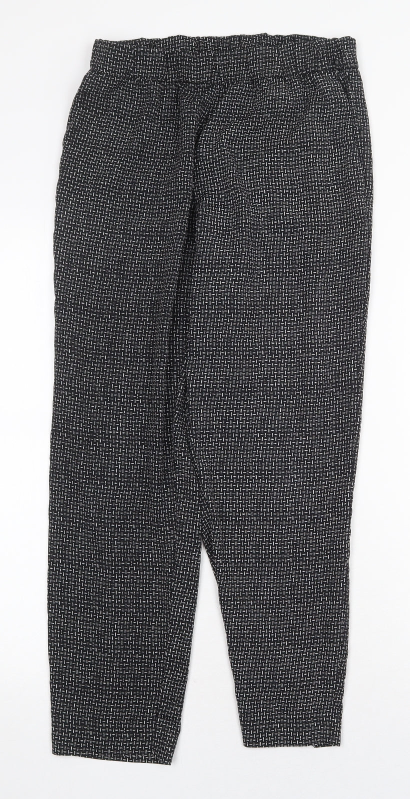 F&F Womens Black Geometric Polyester Harem Trousers Size 10 Regular
