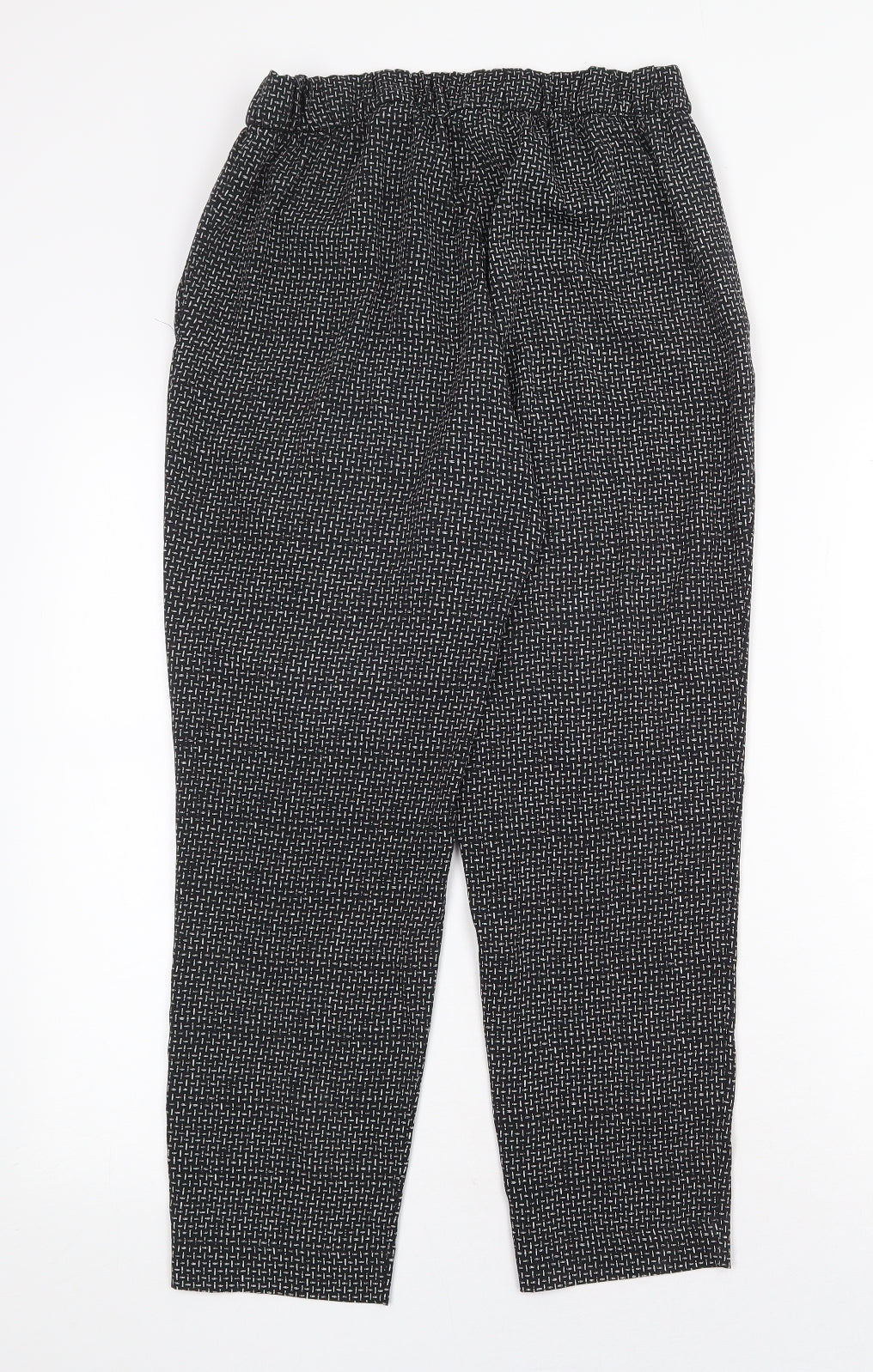 F&F Womens Black Geometric Polyester Harem Trousers Size 10 Regular