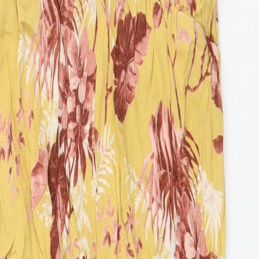 New Look Womens Yellow Geometric Viscose Jumpsuit One-Piece Size 10 Tie