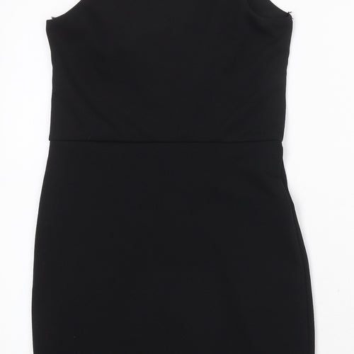 Miss Selfridge Womens Black Polyester Mini Size 8 Square Neck Pullover