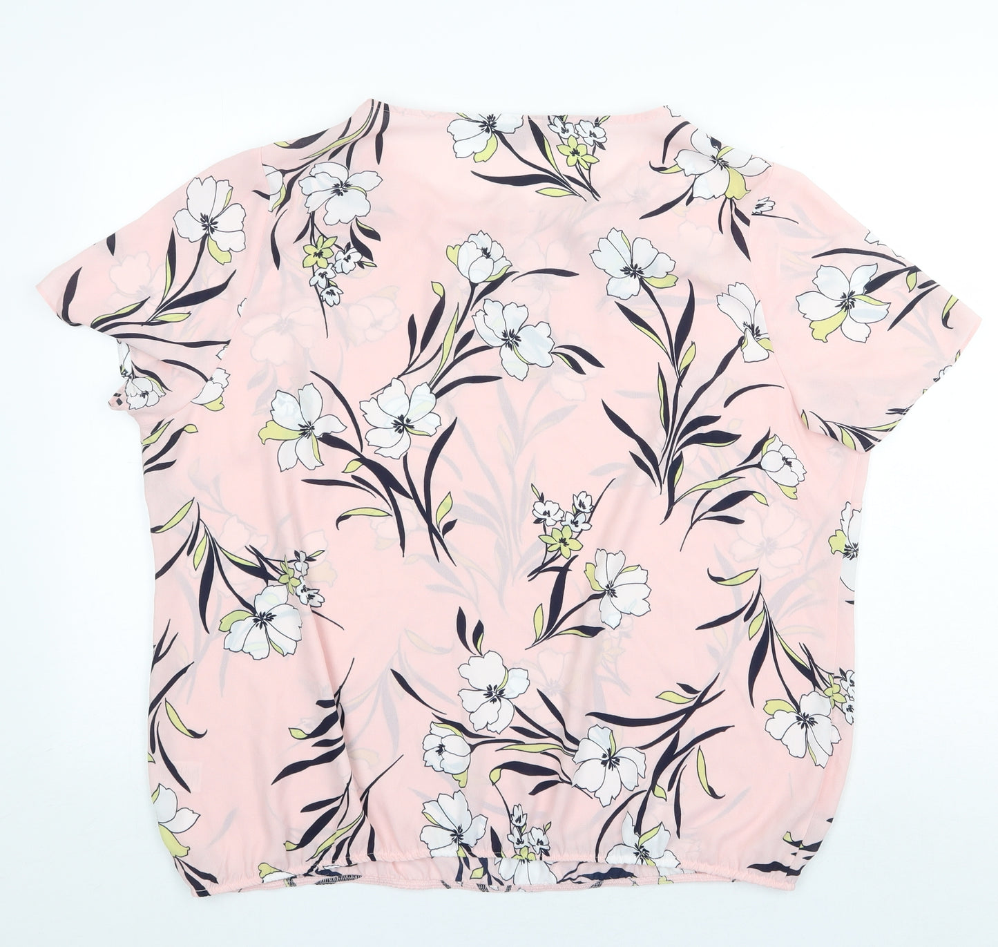 Bonmarché Womens Pink Floral Polyester Basic Blouse Size 20 Boat Neck