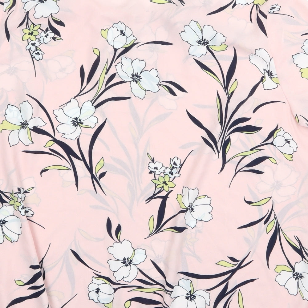 Bonmarché Womens Pink Floral Polyester Basic Blouse Size 20 Boat Neck
