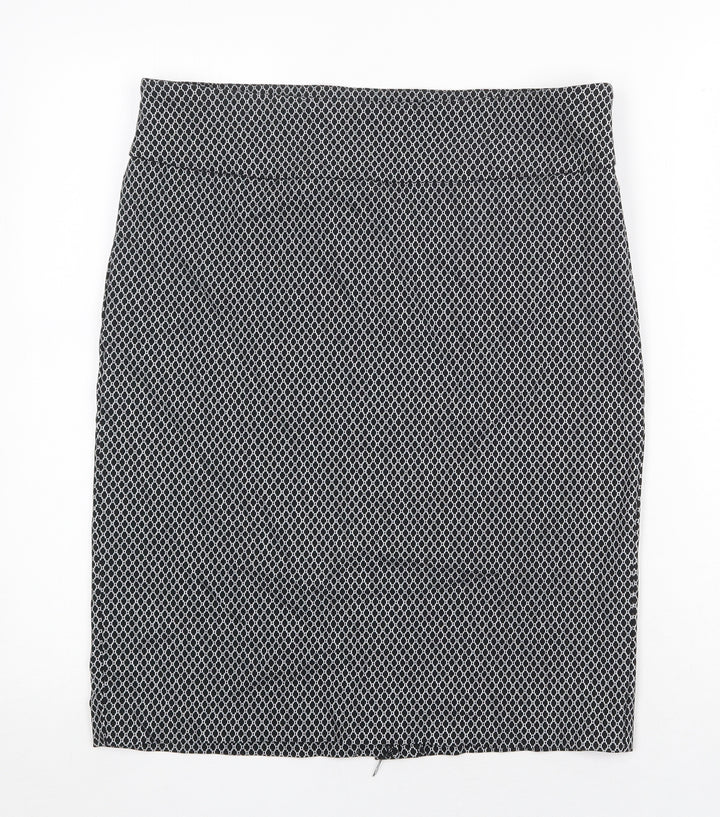 Lila Rose Womens Black Geometric Viscose Straight & Pencil Skirt Size 14 Zip
