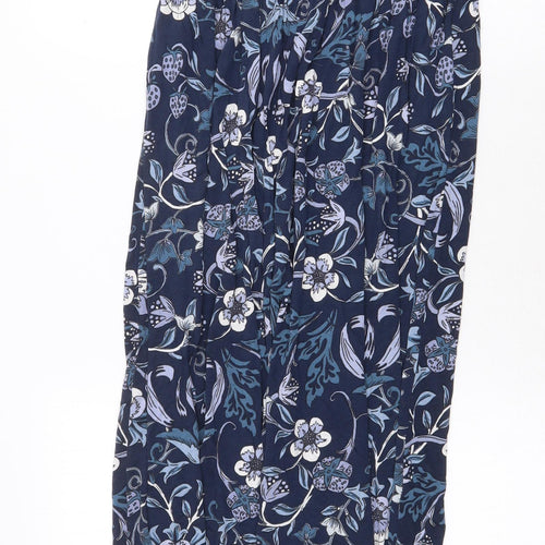 NEXT Womens Blue Floral Cotton Maxi Size 6 Square Neck Pullover