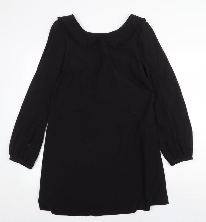 Warehouse Womens Black Polyester Trapeze & Swing Size 14 Collared Zip