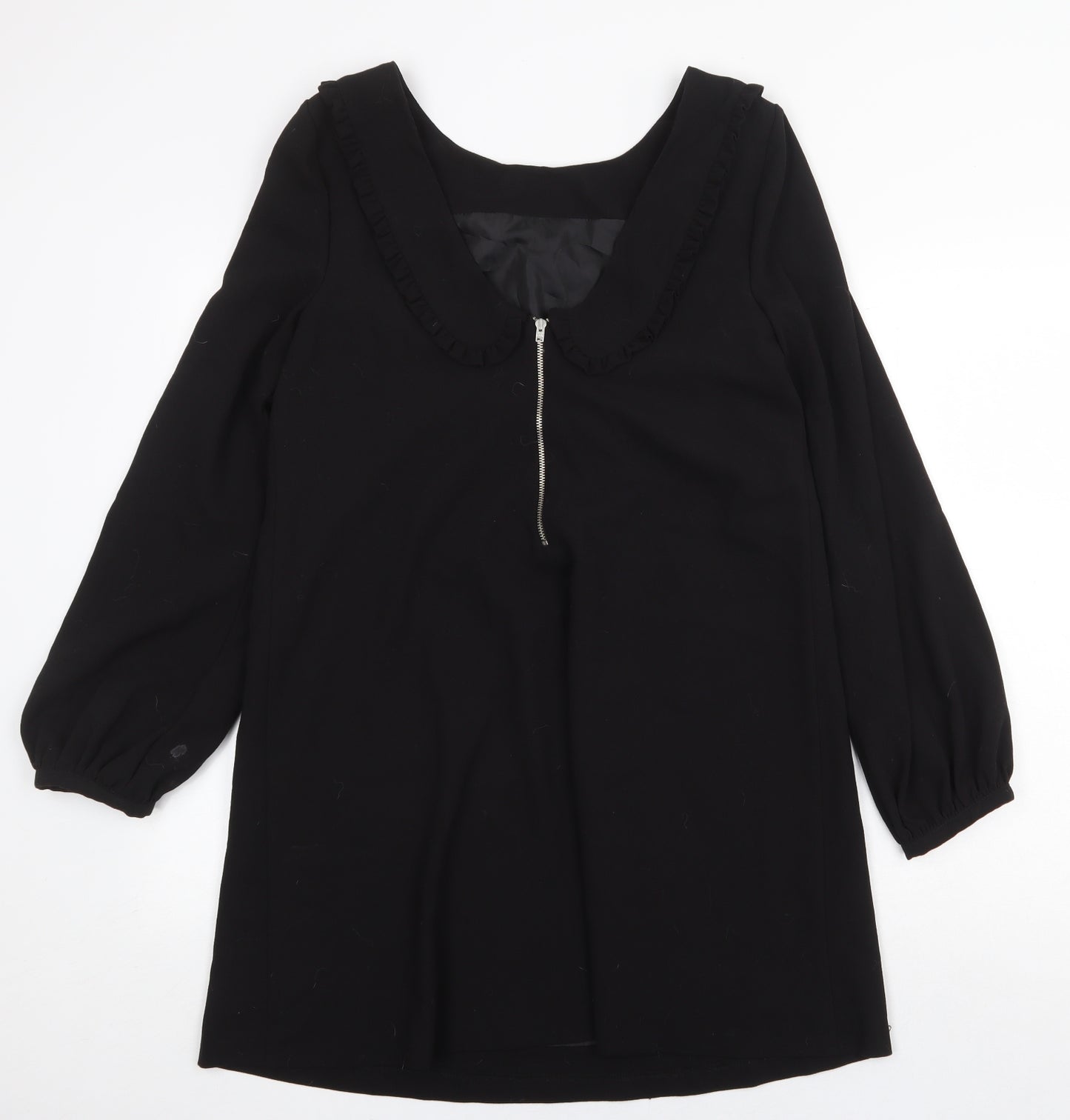 Warehouse Womens Black Polyester Trapeze & Swing Size 14 Collared Zip