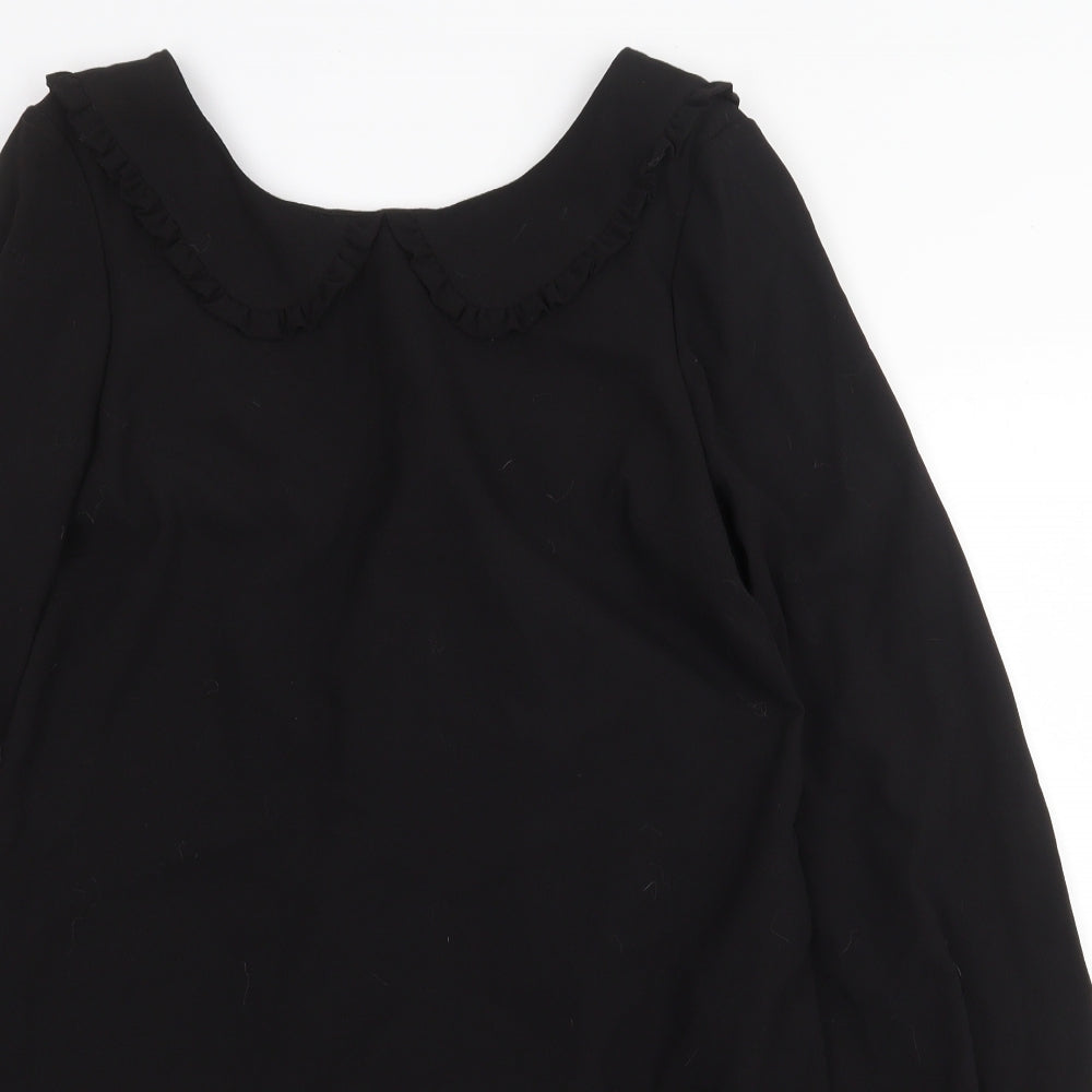 Warehouse Womens Black Polyester Trapeze & Swing Size 14 Collared Zip