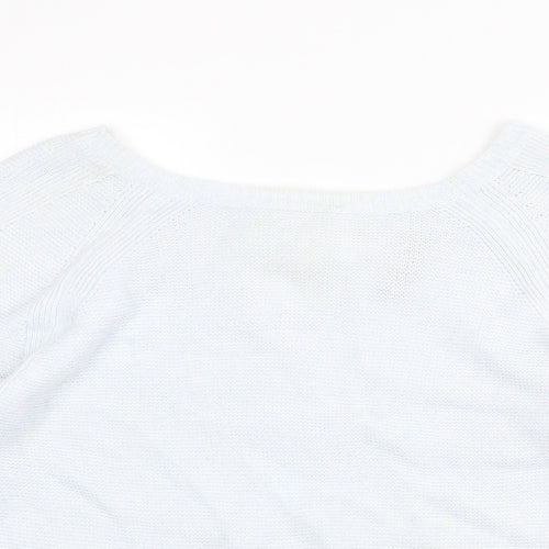 Mini Velvet Womens Blue Round Neck Cotton Pullover Jumper Size 10