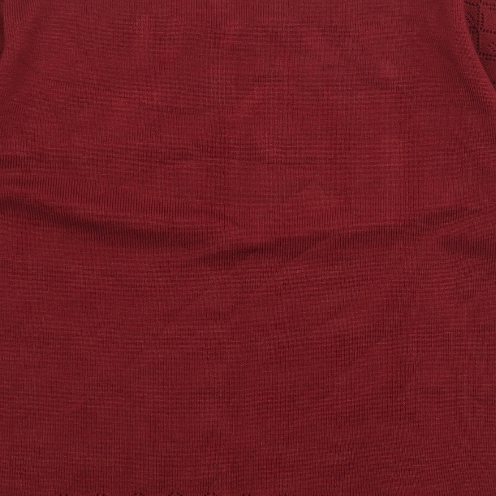 Alfred Dunner Womens Red Acrylic Basic T-Shirt Size L Round Neck