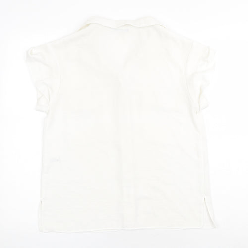 TU Womens White Polyester Basic Button-Up Size 8 Collared
