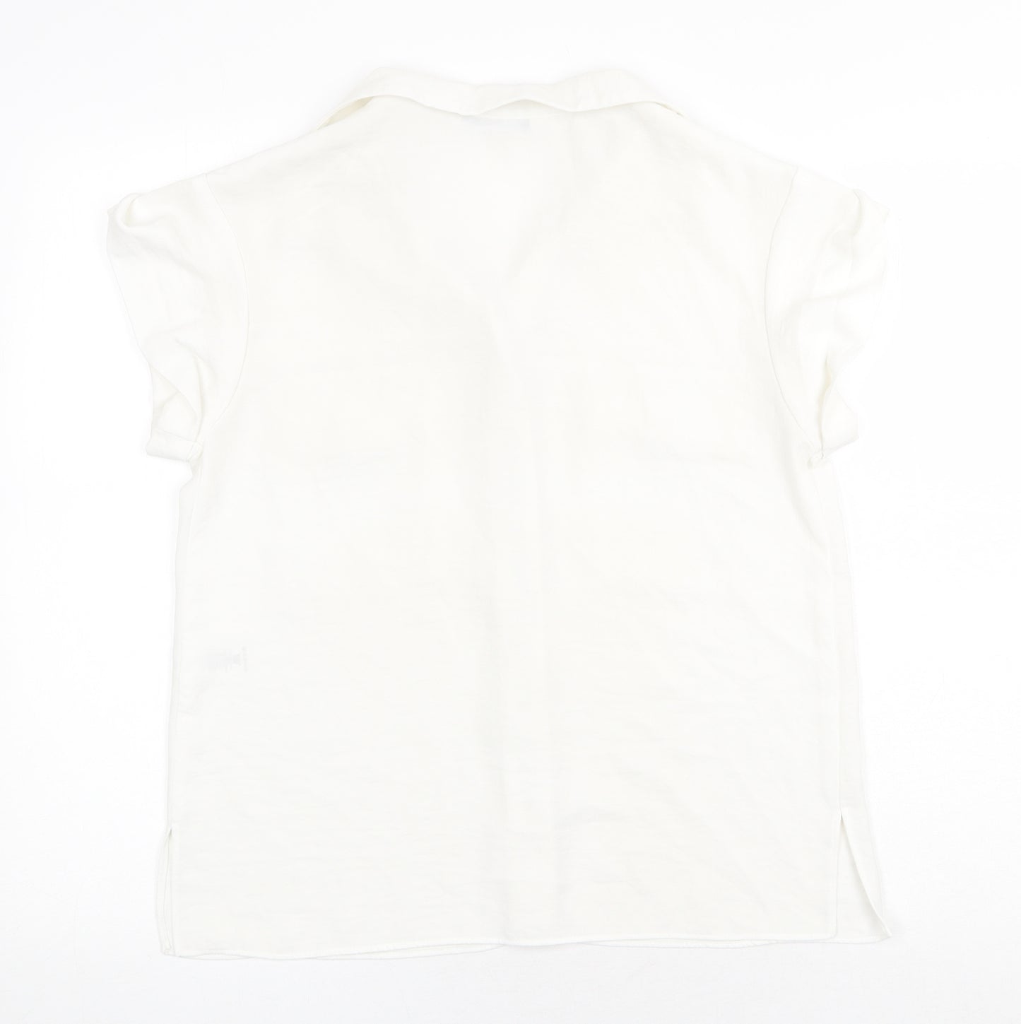 TU Womens White Polyester Basic Button-Up Size 8 Collared