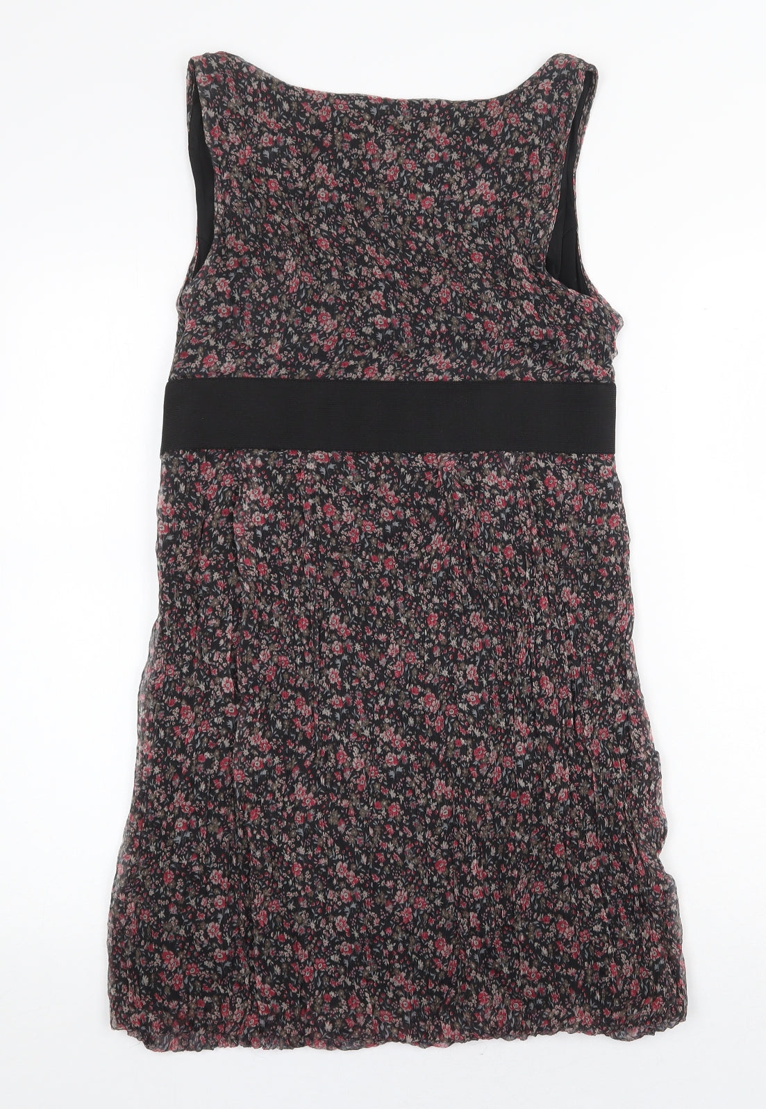 Zara Womens Black Floral Silk Tank Dress Size L Scoop Neck Pullover