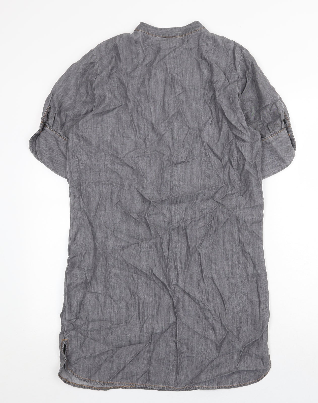 Oliver Bonas Womens Grey Lyocell Kaftan Size 10 Round Neck Button