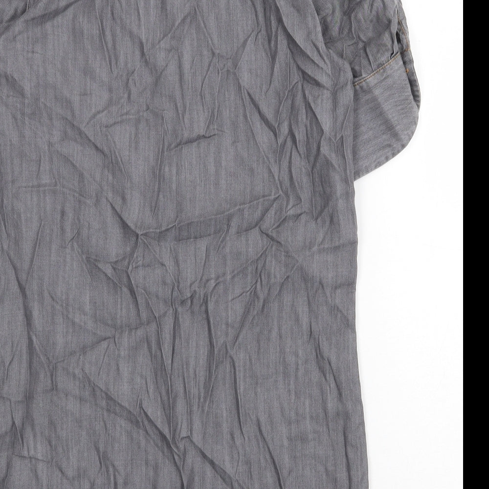 Oliver Bonas Womens Grey Lyocell Kaftan Size 10 Round Neck Button